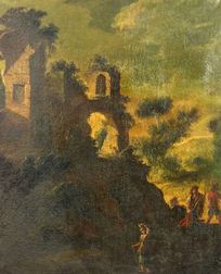 Manner of Franceso Zuccarelli (Italian, 1701/02-1788) Pastoral Landscape with Figures and Ruins